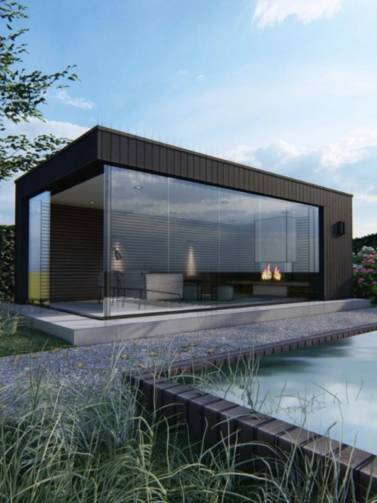 Stylish and eco-friendly prefabricated house with a modern design.